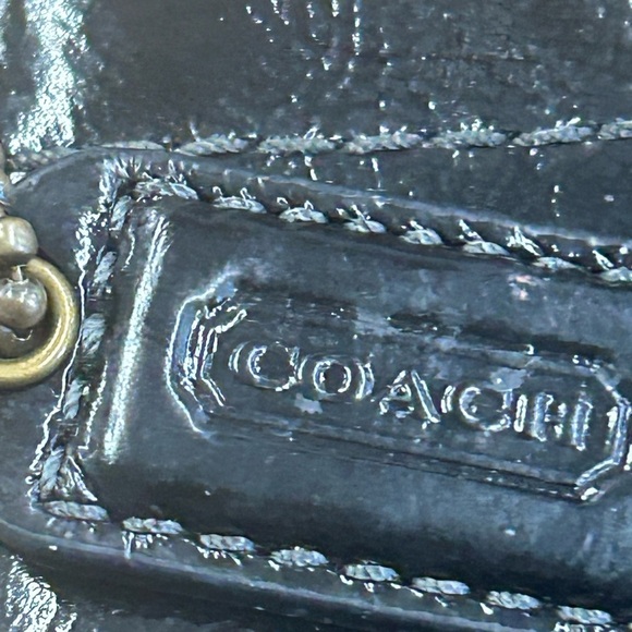 Vintage Coach Black Patent Leather Wristlet - Zipper Closure Wallet - Picture 6 of 10